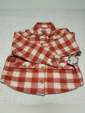 Molly Yeh orange and cream plaid shacket, new with tags.  Women’s medium.
